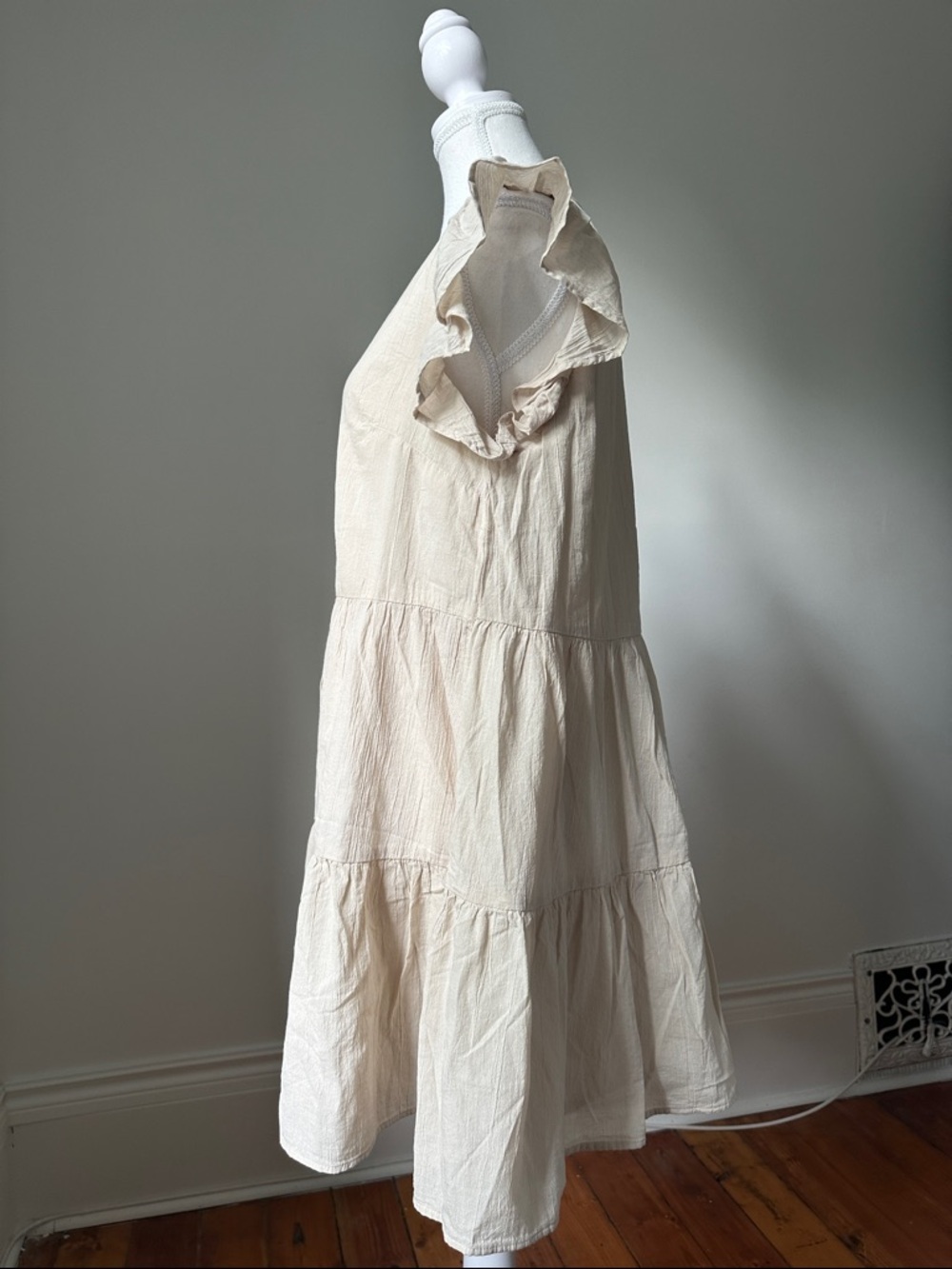 H&M Cream Ruffle Sleeve Mini Dress - Picture 3 of 5